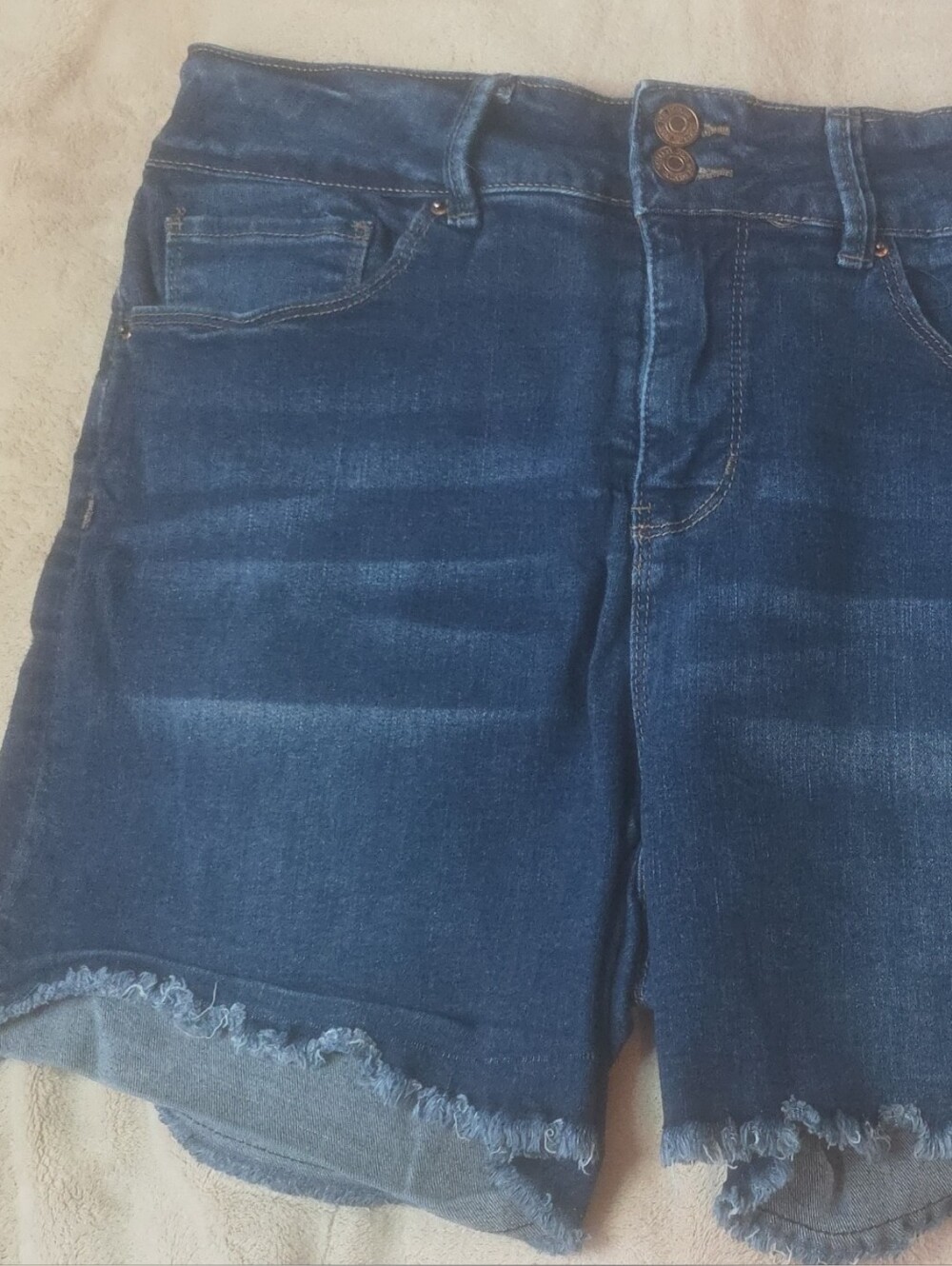 Royalty For Me Dark Blue Frayed Denim Shorts Womans Size 12